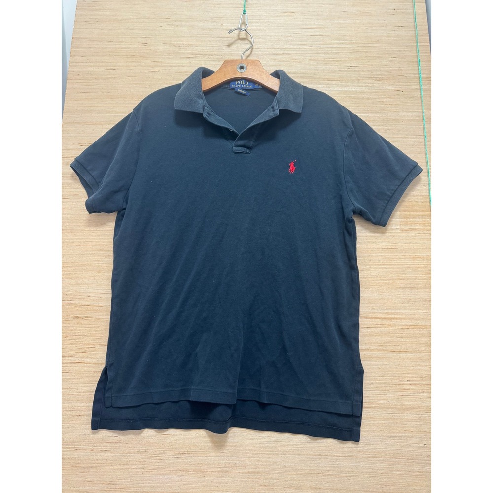 Kids Polo Ralph Lauren Black Custom Fit Short Sleeve Polo Shirt Size M